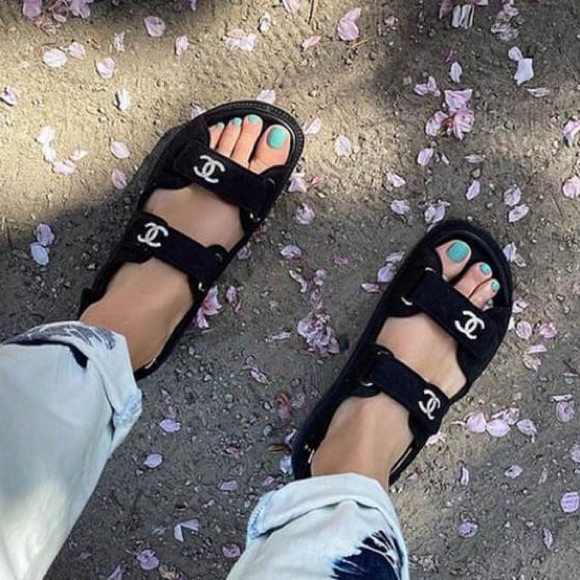 Chanel Dad sandals CC brooch crystal logo size 37 - Picture 3 of 17